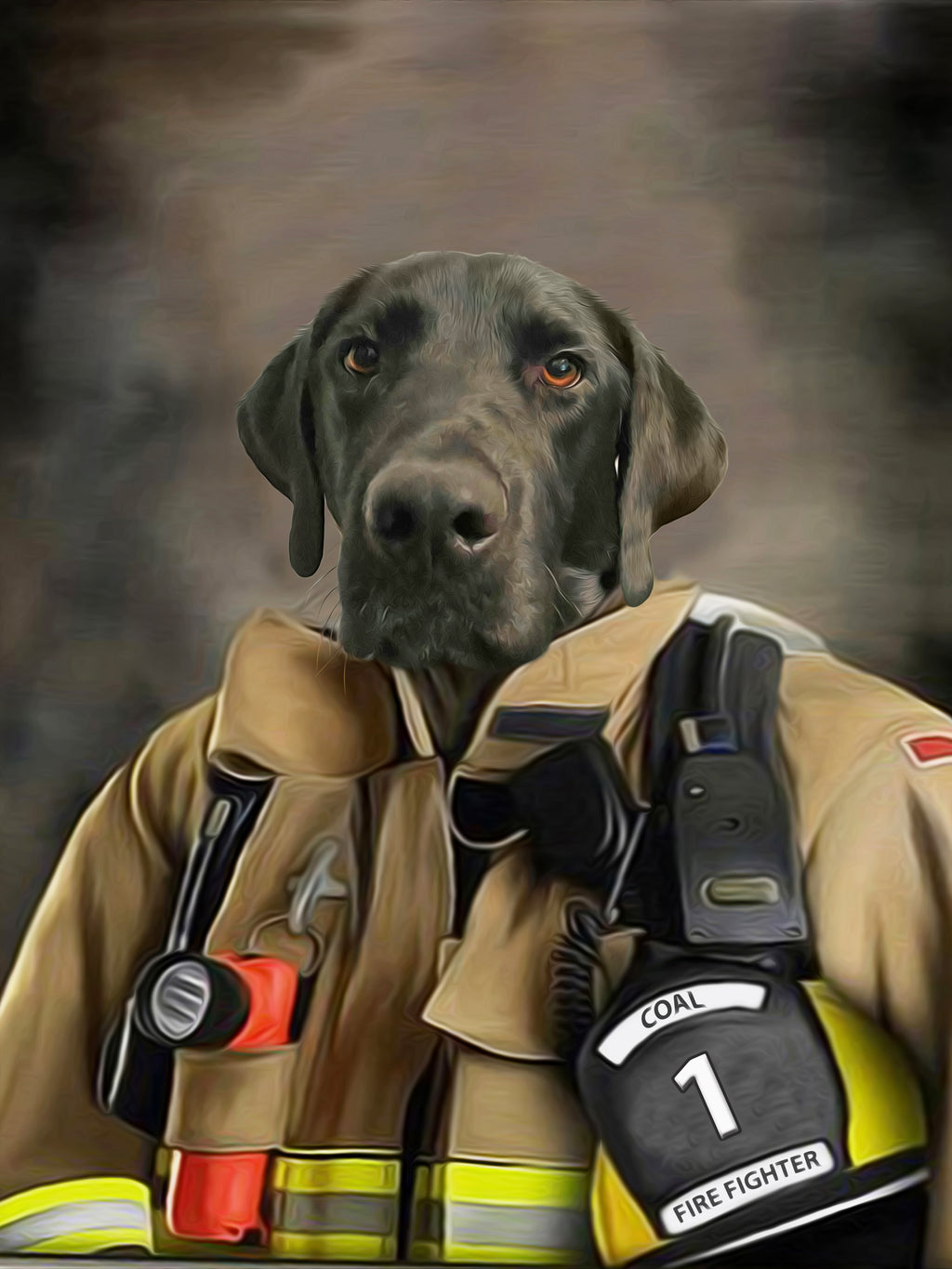 Custom Pet Portrait on Canvas - Firefighter Edition