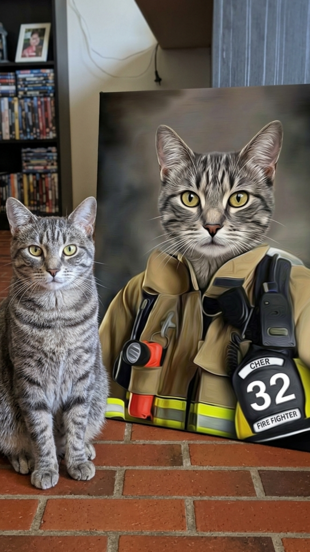 Custom Pet Portrait on Canvas - Firefighter Edition